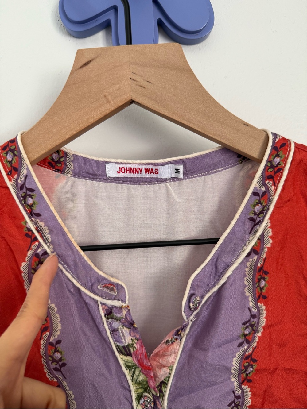 Johnny Was Medium Markel Lucy Tie Dress Silk Orange Purple Floral Boho Gypsy - Picture 8 of 11